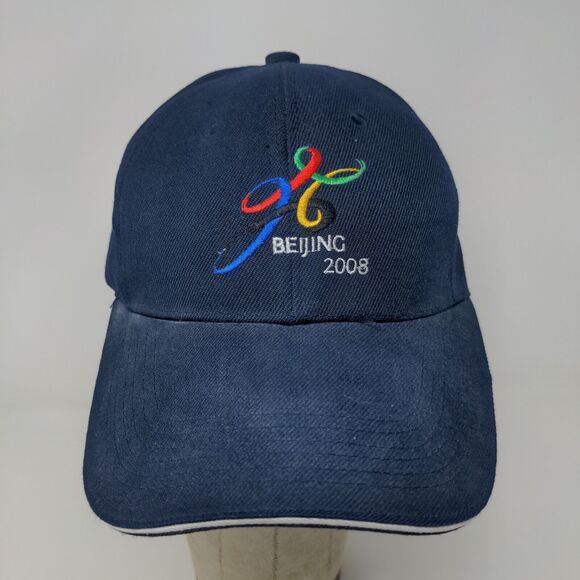 Beijing Olympics 2008 Slideback Hat Blue Adjustable Embroidered Logo - Picture 3 of 11